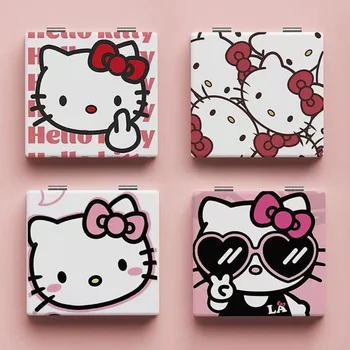 Kawaii Складное Зеркало для макияжа Sanrio Hello Kitty Аниме Мини Квадратное Портативное косметическое средство для путешествий Ручное Зеркало Подарки для девочек