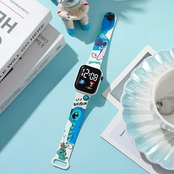 Цифровые часы Disney Stitch & Lio, модные Часы с мультяшной печатью, аниме, светодиодные часы, Детские часы, подарки на День рождения