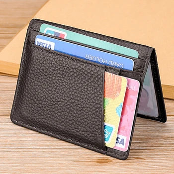 Супертонкий мягкий кошелек из 100% натуральной кожи, мини-держатель для кредитных карт, несколько слотов, портмоне, портмоне для карт, мужской кошелек