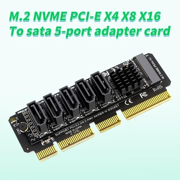 M.2 NVME PCI-E X4 X8 X16 К SATA 5-Портовый Адаптер Riser Card для SATA III 6 ГБ/сек. M2 PCIe PH56 1U Шасси серверного Расширения компьютера